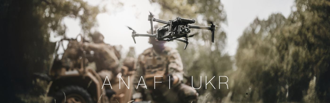 sfondo di militari con drone parrot anafi ukr e logo ufficiale